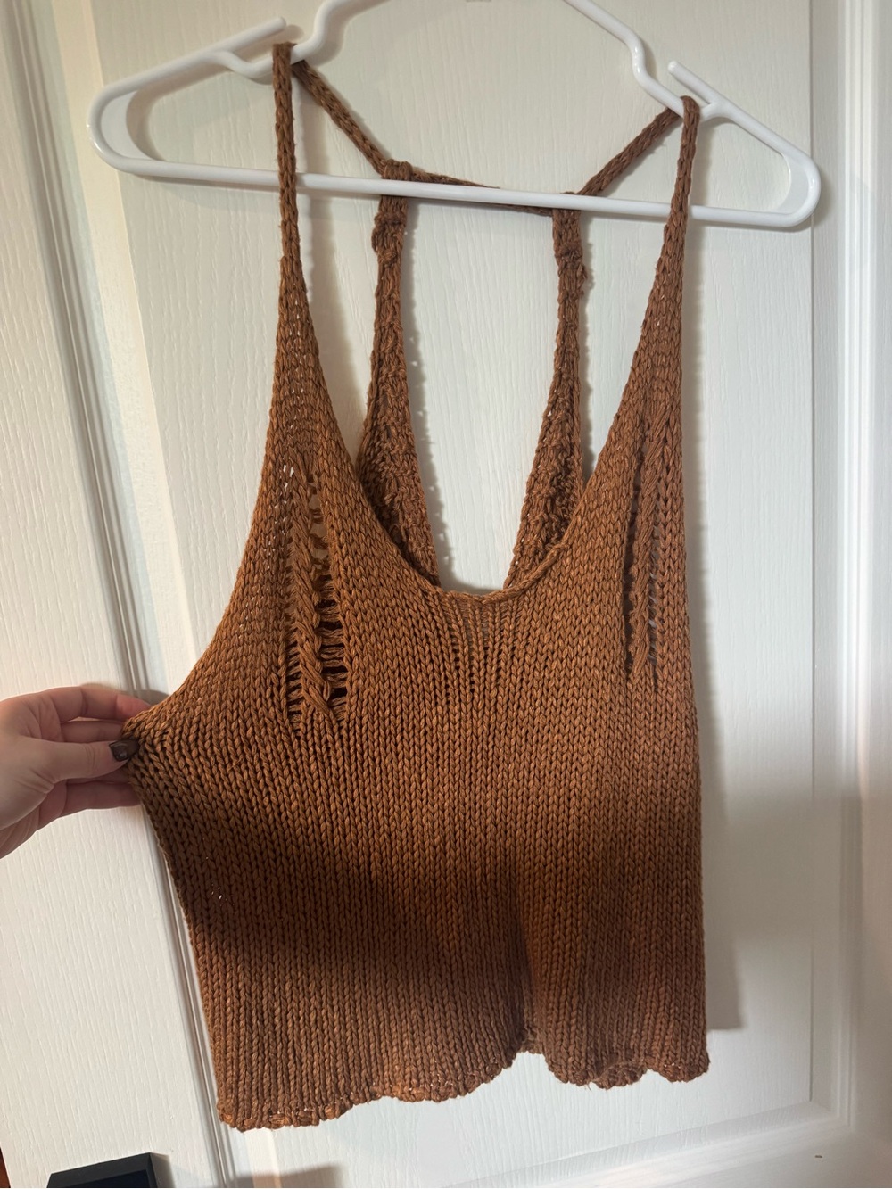 Brown Knit Tank Top - Casual Women's Summer Top